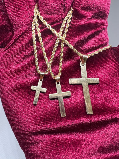 10K Solid Gold Cross Pendant - Chain Included
