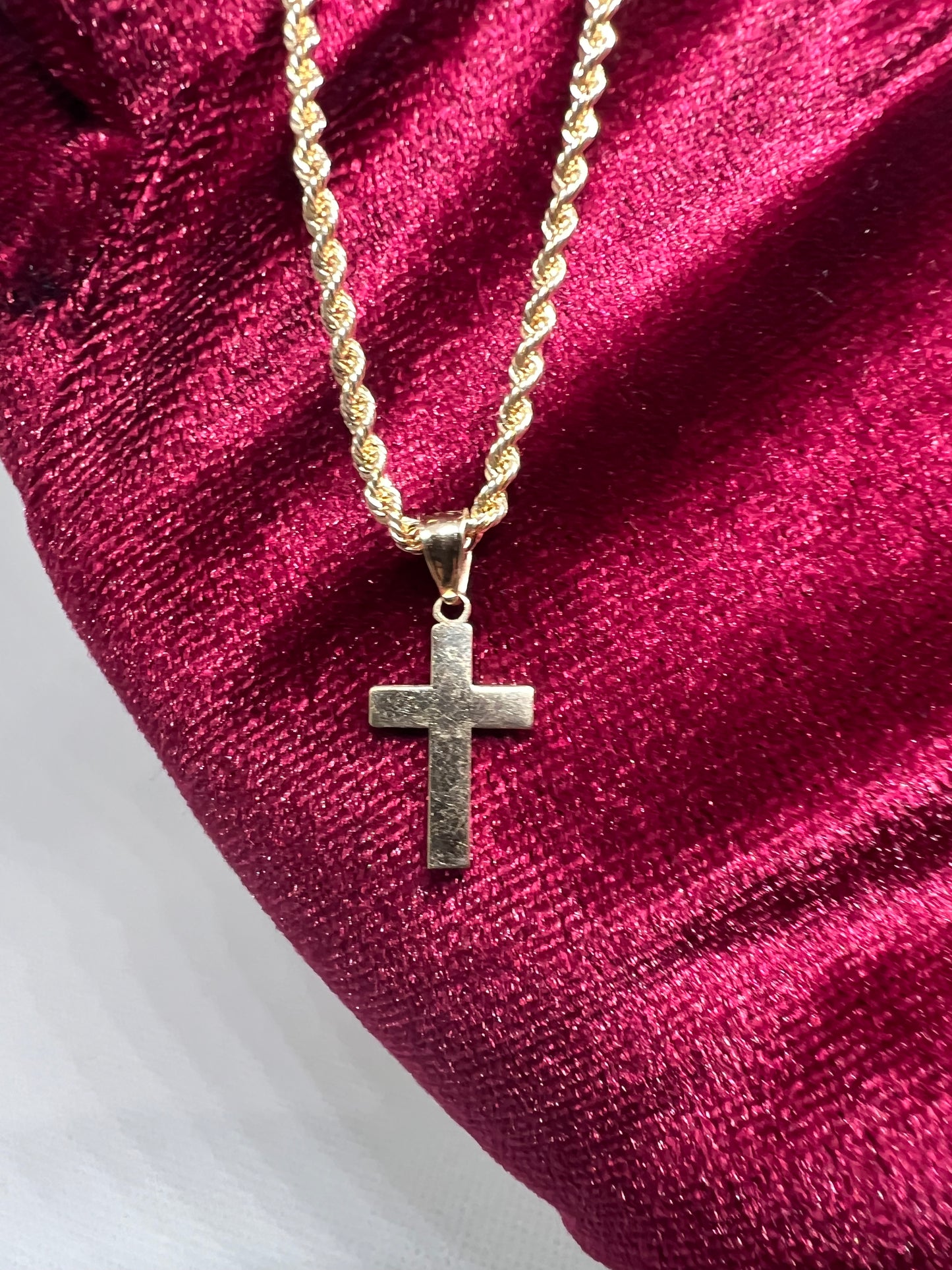 10K Solid Gold Cross Pendant - Chain Included