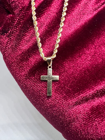 10K Solid Gold Cross Pendant - Chain Included