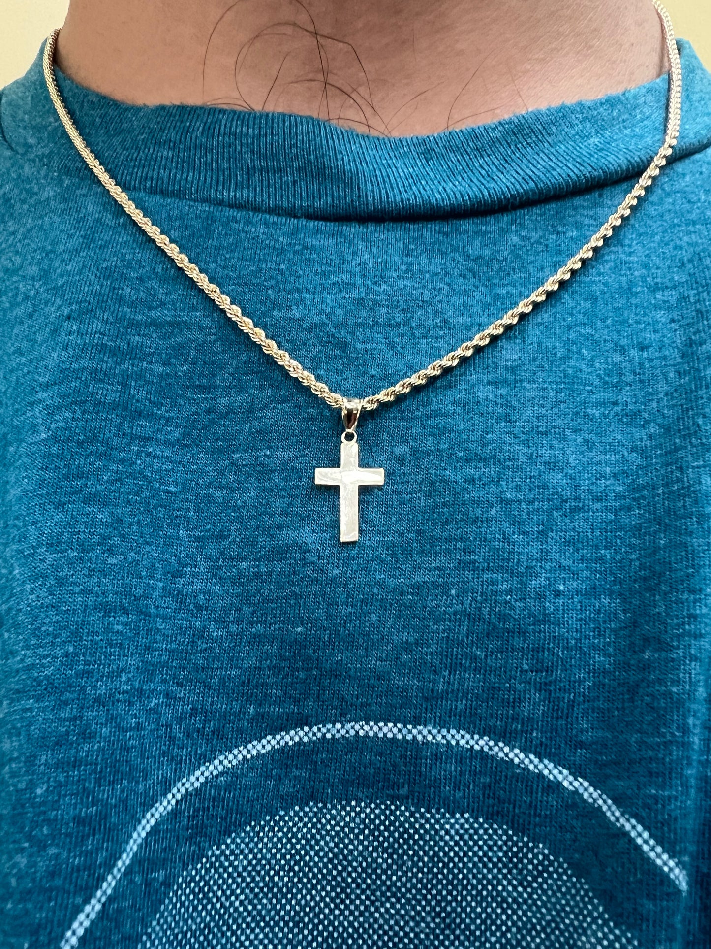 10K Solid Gold Cross Pendant - Chain Included