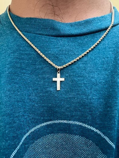 10K Solid Gold Cross Pendant - Chain Included