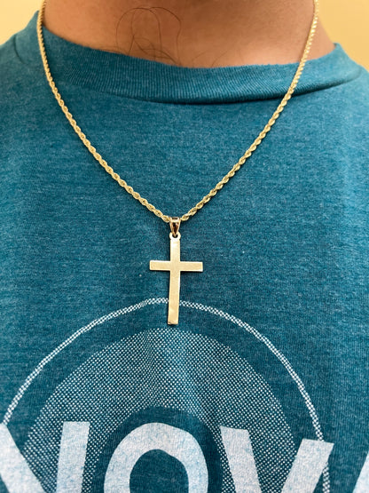 10K Solid Gold Cross Pendant - Chain Included