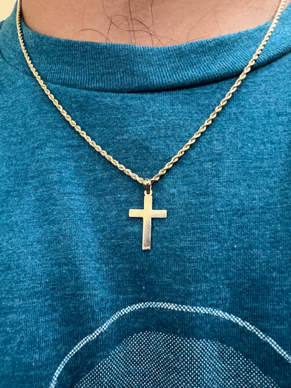 10K Solid Gold Cross Pendant - Chain Included