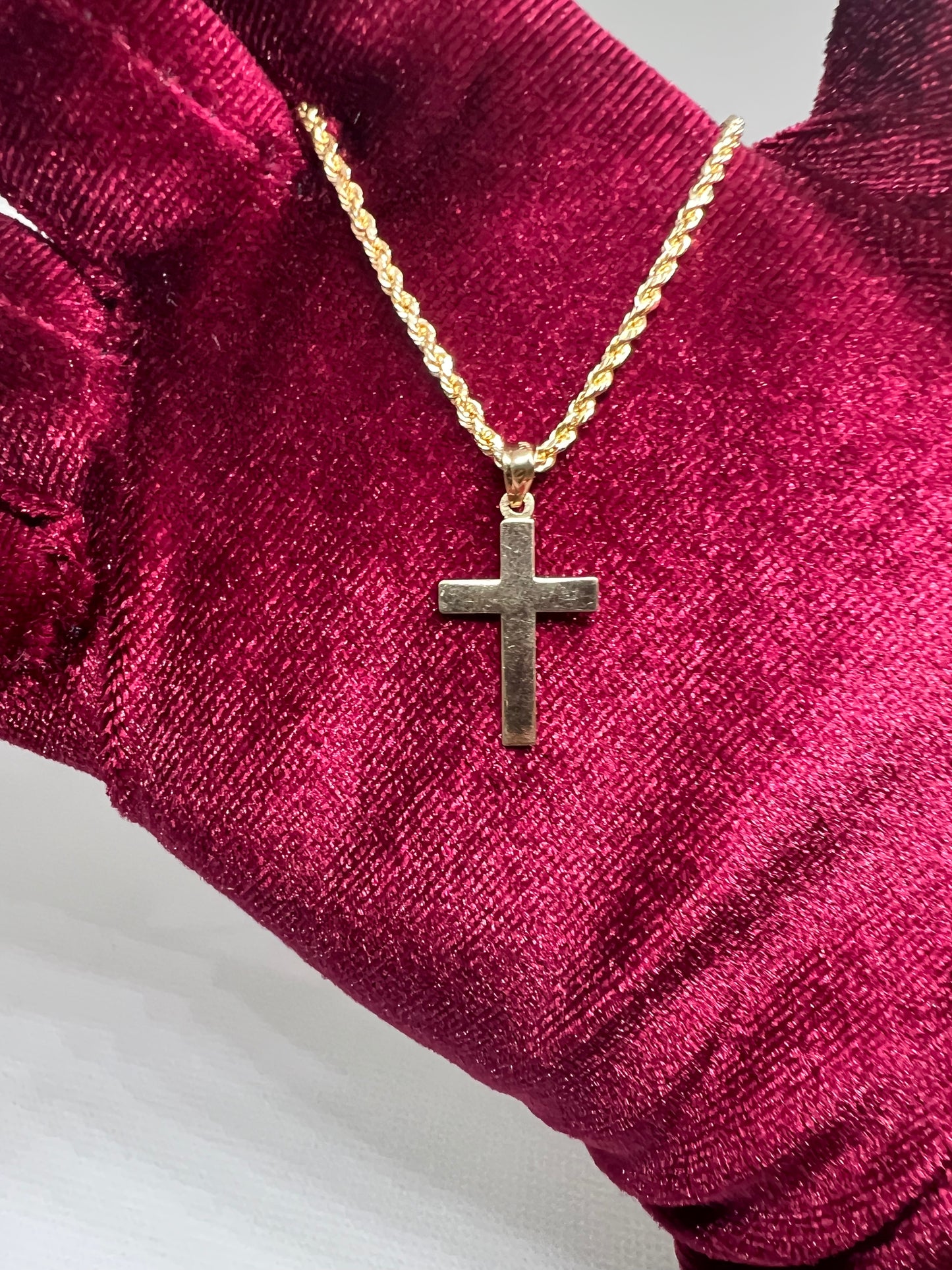 10K Solid Gold Cross Pendant - Chain Included