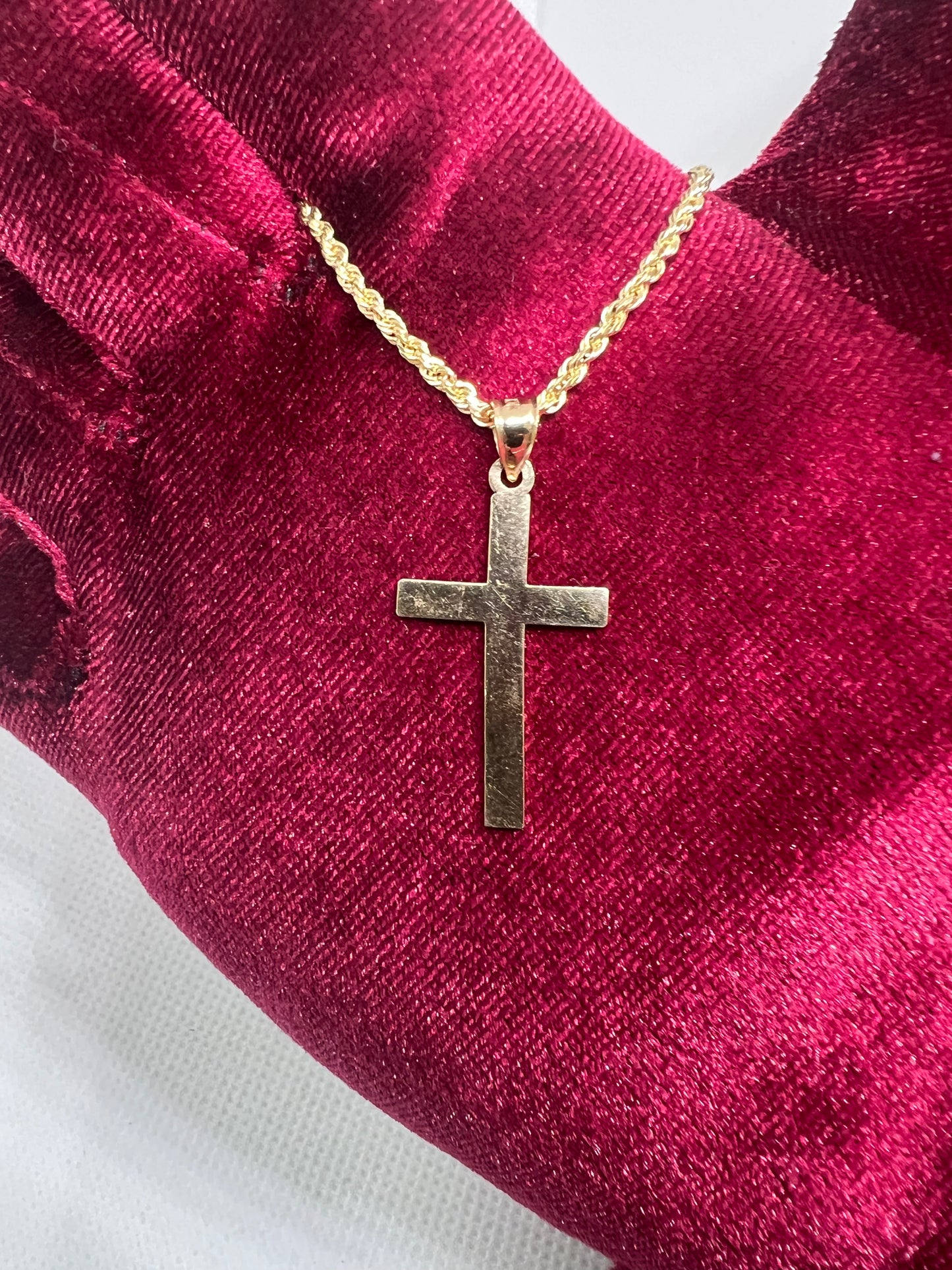 10K Solid Gold Cross Pendant - Chain Included
