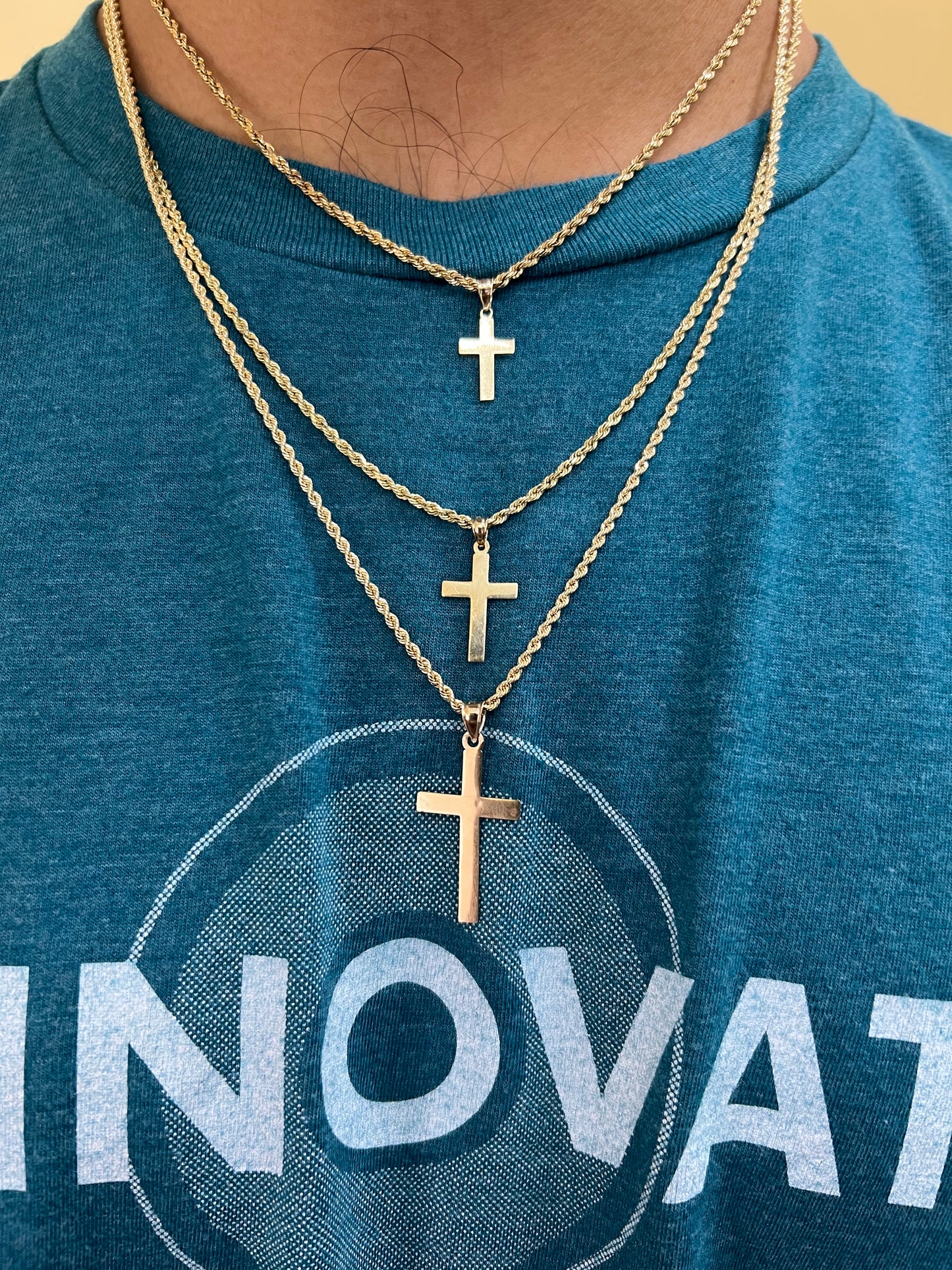 10K Solid Gold Cross Pendant - Chain Included