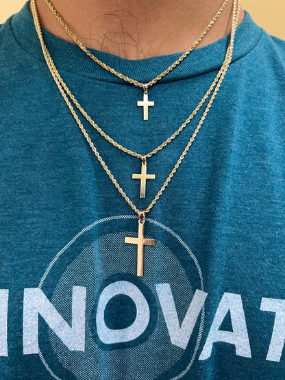 10K Solid Gold Cross Pendant - Chain Included