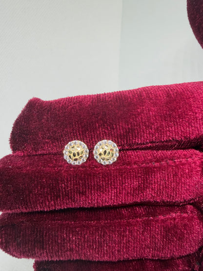 10K Glacier Cut Round Nugget Earrings