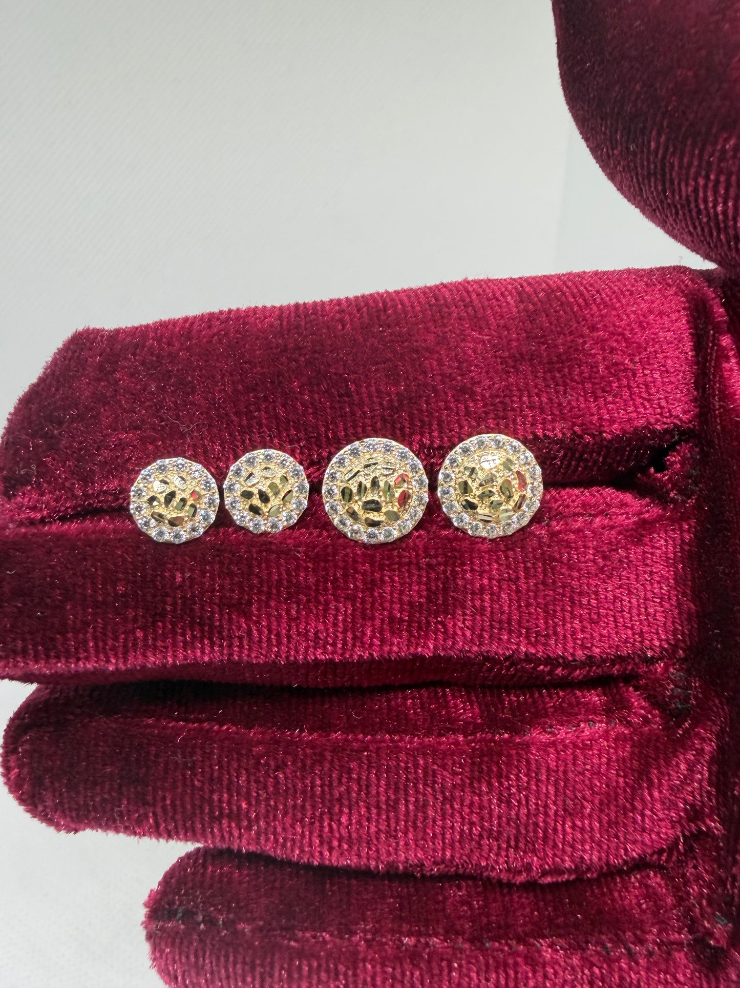 10K Glacier Cut Round Nugget Earrings