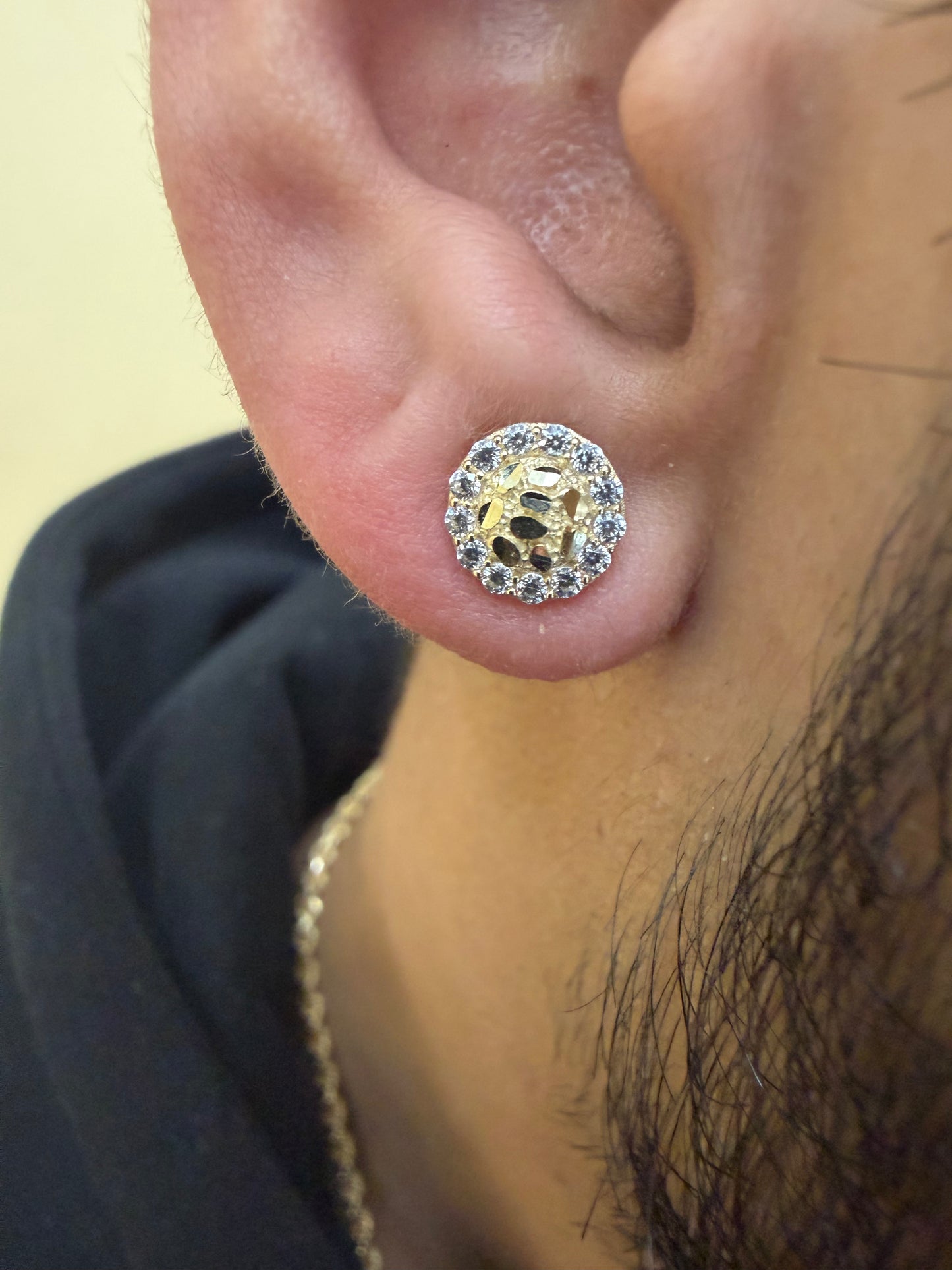10K Glacier Cut Round Nugget Earrings