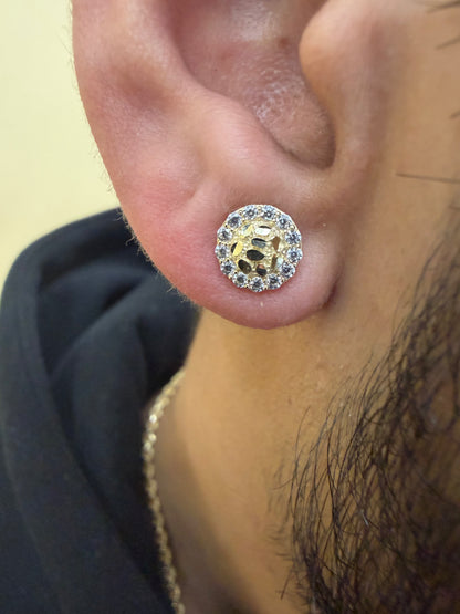 10K Glacier Cut Round Nugget Earrings
