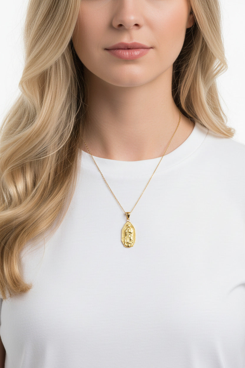 14K Gold Mother Mary Pendant