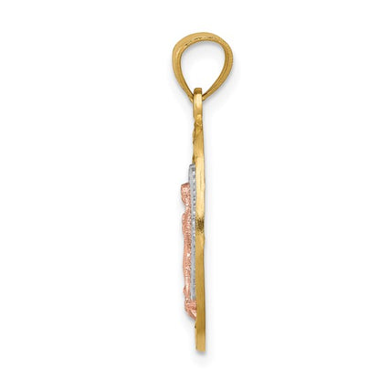 14K Tri Color Gold Mother Mary Pendant