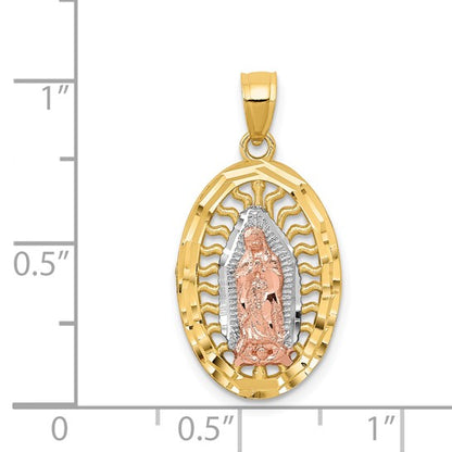 14K Tri Color Gold Mother Mary Pendant