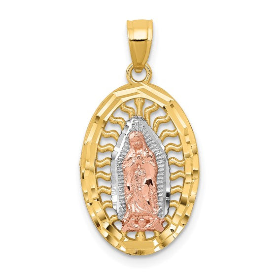 14K Tri Color Gold Mother Mary Pendant