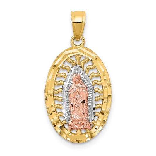 14K Tri Color Gold Mother Mary Pendant