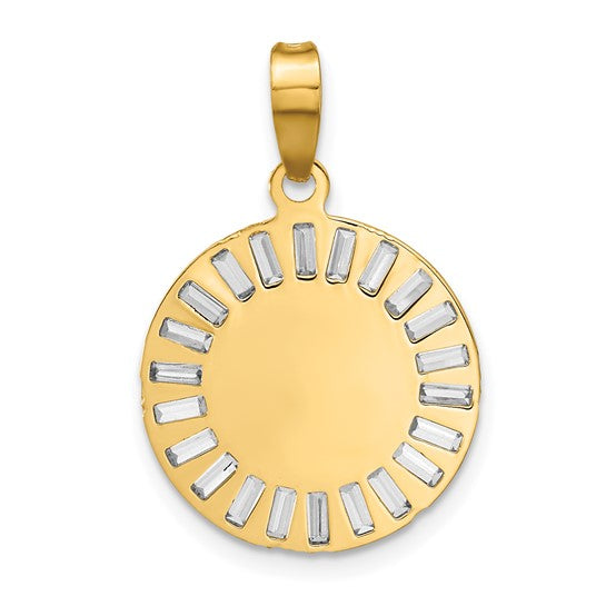 14K Tri Color Baguette Gold Mother Mary Pendant