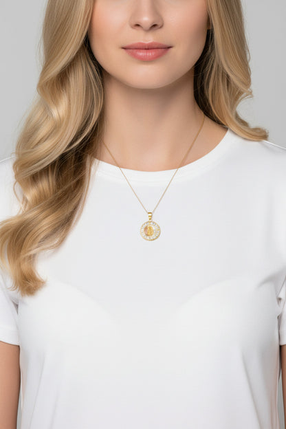 14K Tri Color Baguette Gold Mother Mary Pendant