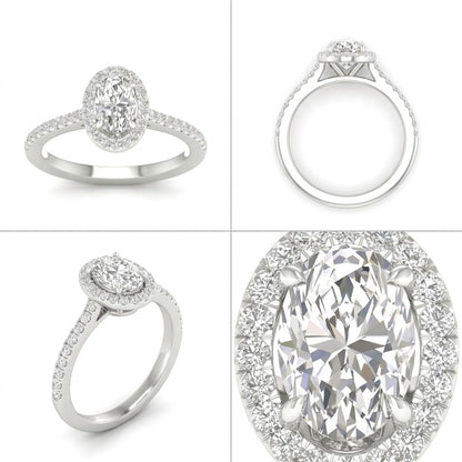 14K White Gold Oval Diamond Ring 1.25 CT Lab Grown