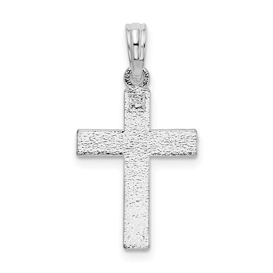 925 Sterling Silver Diamond Cut Cross Pendant