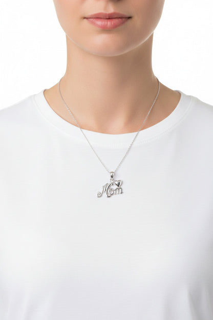 925 Sterling Silver Mom Heart Pendant