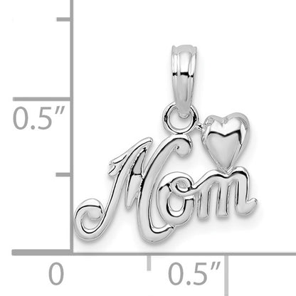 925 Sterling Silver Mom Heart Pendant