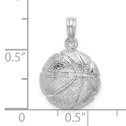 925 Sterling Silver Basketball Pendant