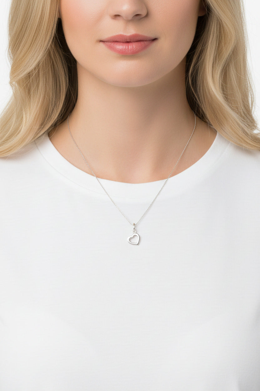 925 Sterling Silver Open Heart Pendant