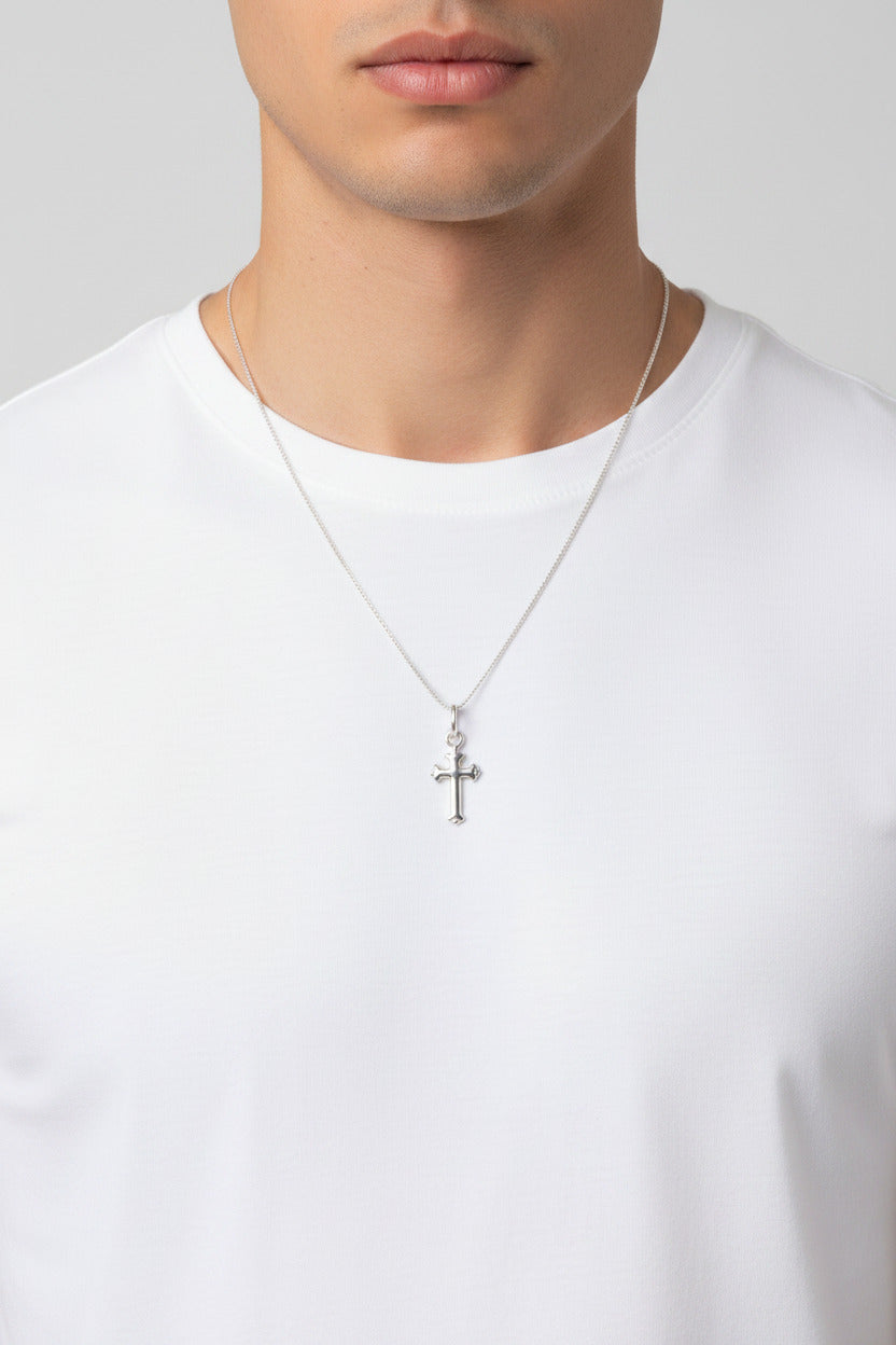 925 Sterling Silver Fleur De Lis Cross Pendant