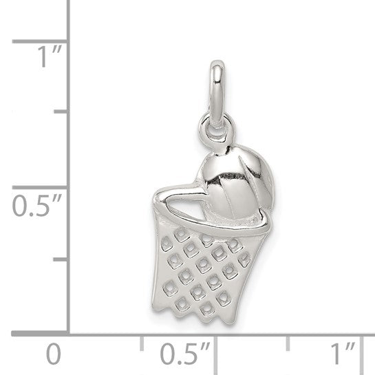 925 Sterling Silver Basketball Pendant