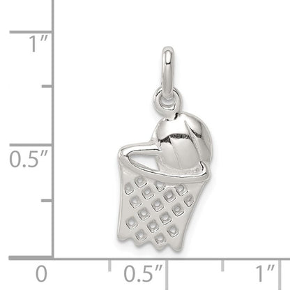 925 Sterling Silver Basketball Pendant
