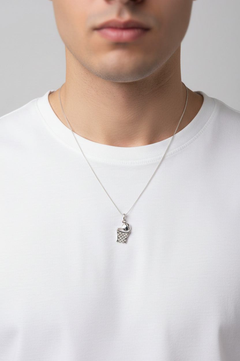 925 Sterling Silver Basketball Pendant