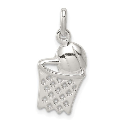 925 Sterling Silver Basketball Pendant