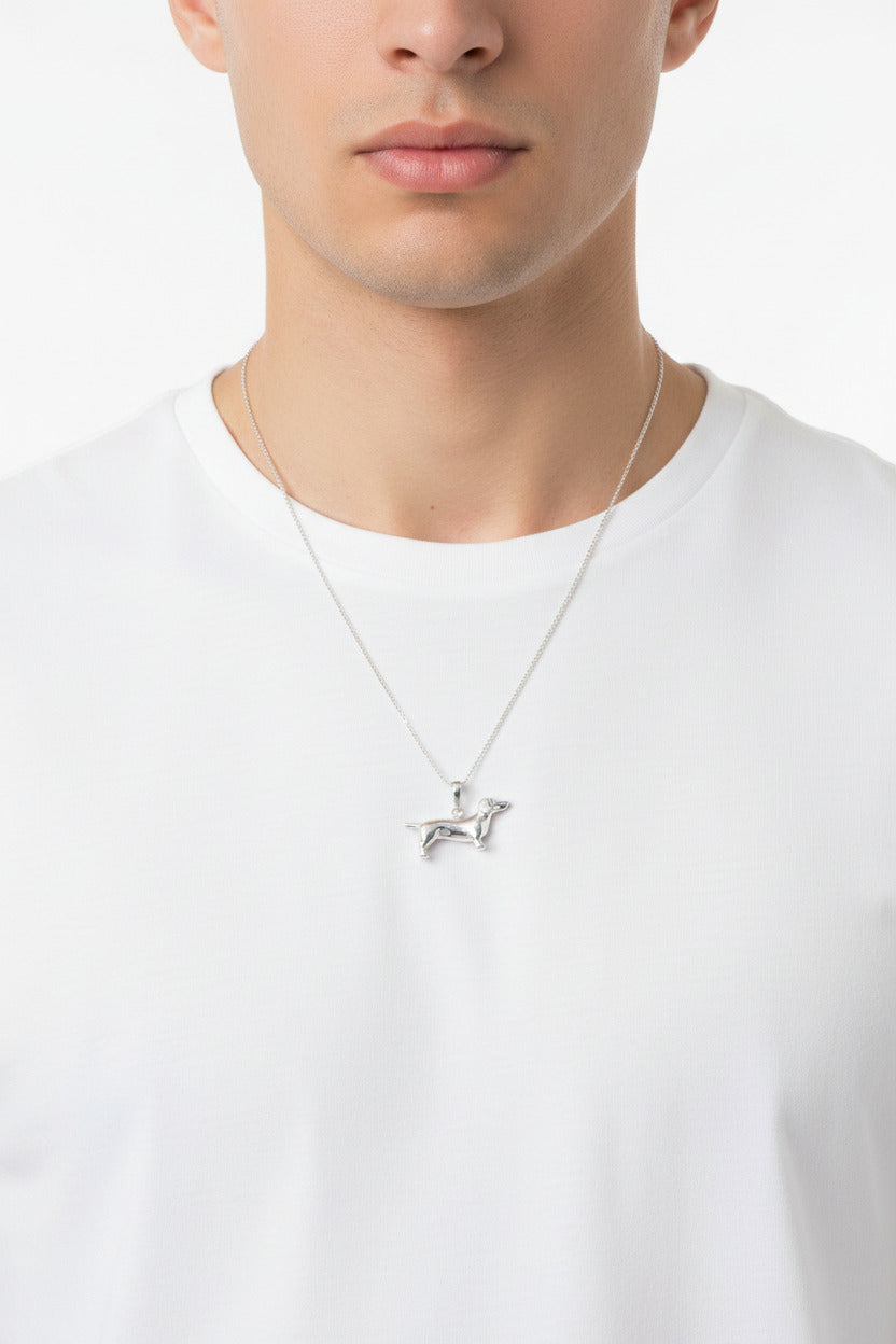 925 Sterling Silver Wiener Dog (Dachshund) Pendant