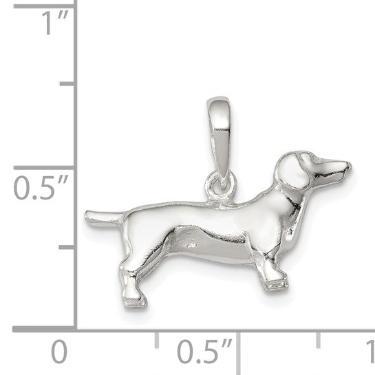 925 Sterling Silver Wiener Dog (Dachshund) Pendant