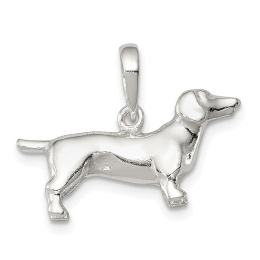 925 Sterling Silver Wiener Dog (Dachshund) Pendant