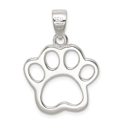 925 Sterling Silver Paw Print Pendant