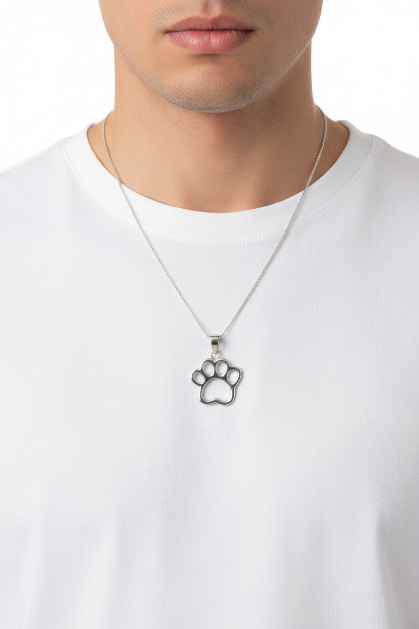 925 Sterling Silver Paw Print Pendant