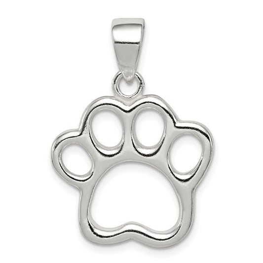 925 Sterling Silver Paw Print Pendant