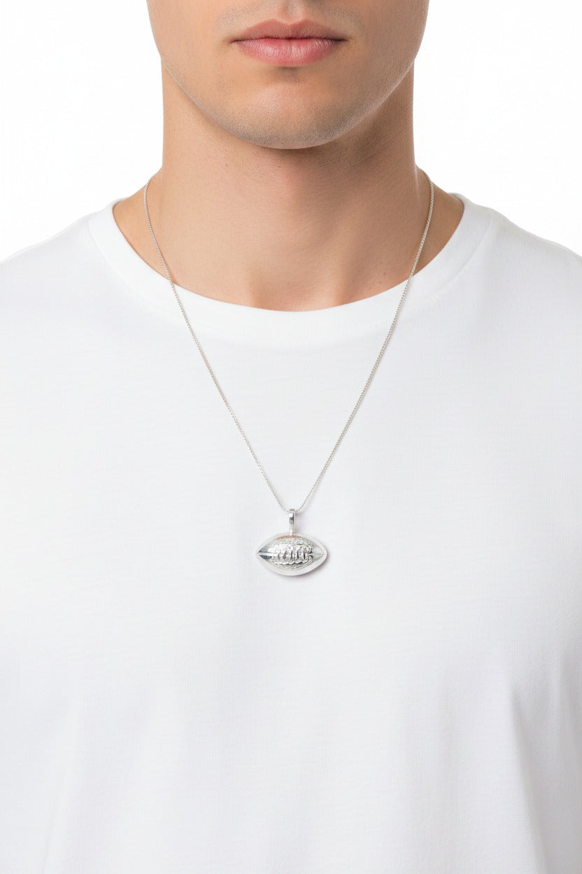 925 Sterling Silver Football Pendant