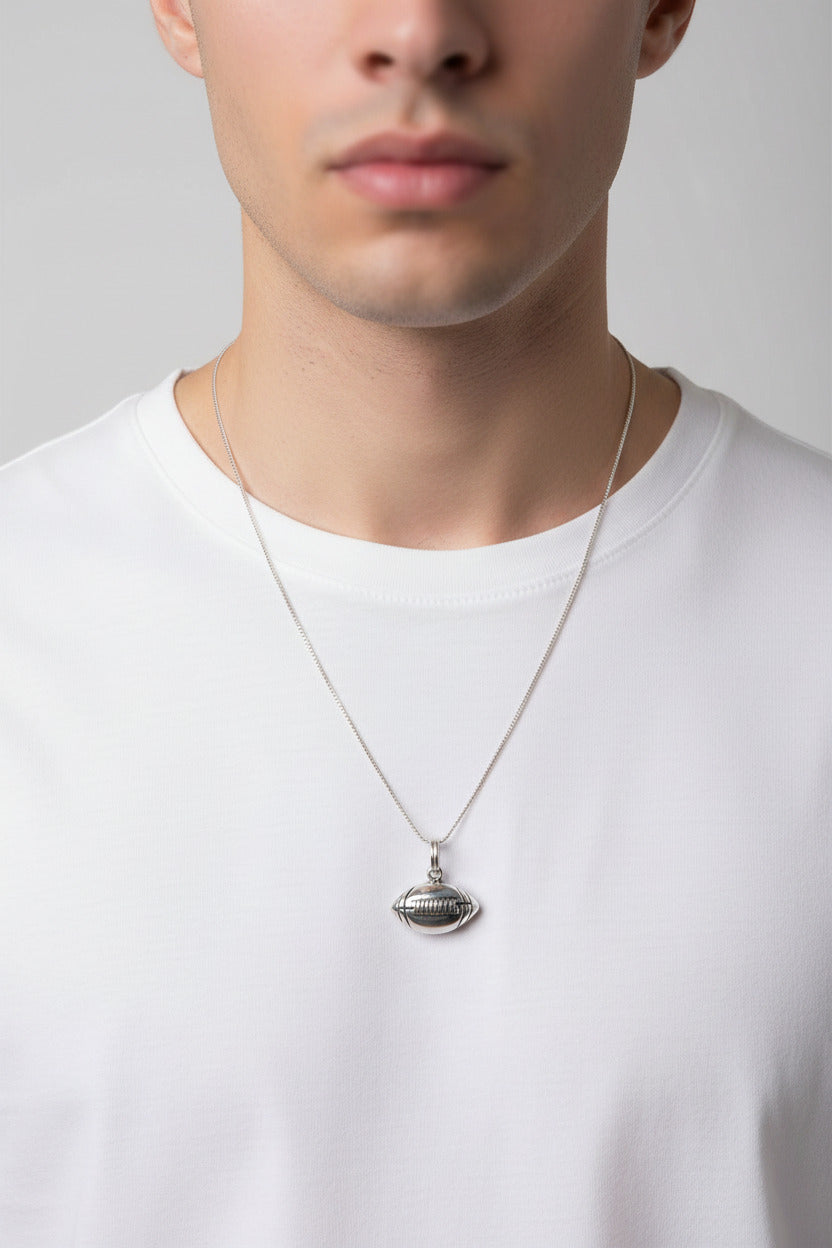 925 Sterling Silver Football Pendant