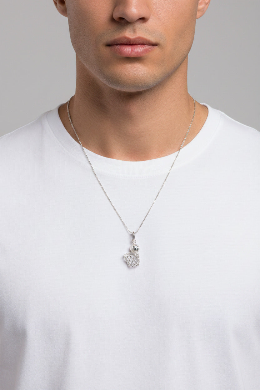 925 Sterling Silver Basketball Pendant