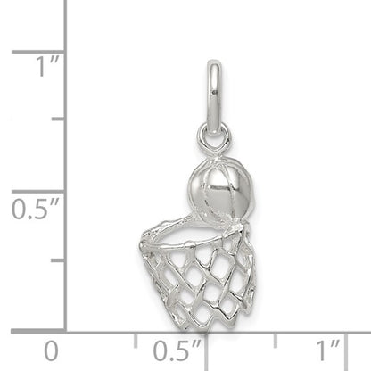 925 Sterling Silver Basketball Pendant
