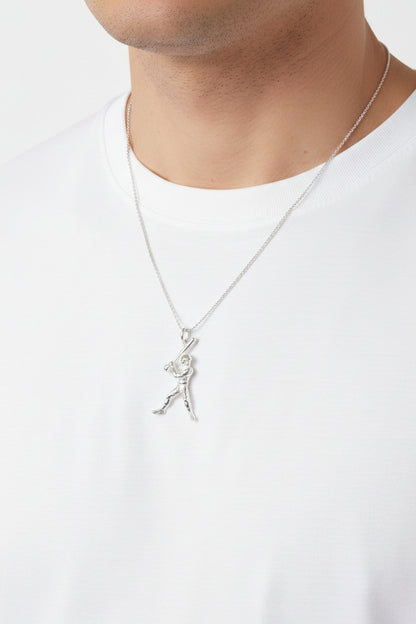 925 Sterling Silver Baseball Player Pendant