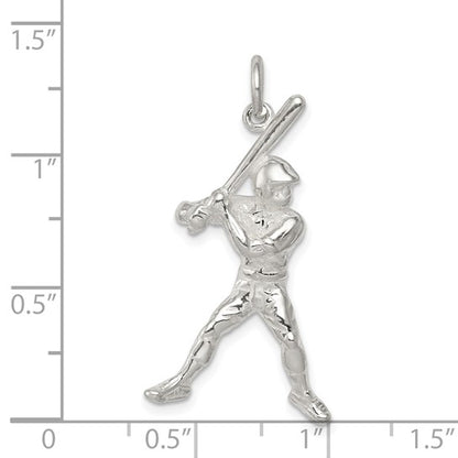 925 Sterling Silver Baseball Player Pendant
