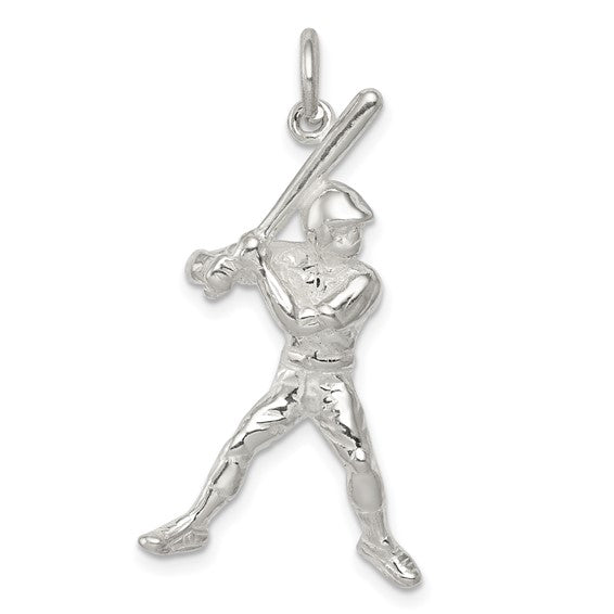 925 Sterling Silver Baseball Player Pendant