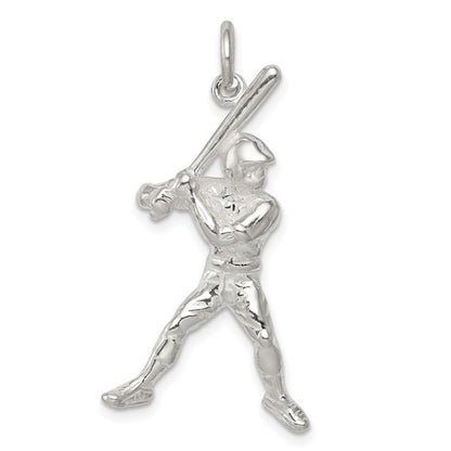 925 Sterling Silver Baseball Player Pendant