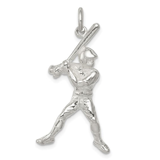 925 Sterling Silver Baseball Player Pendant