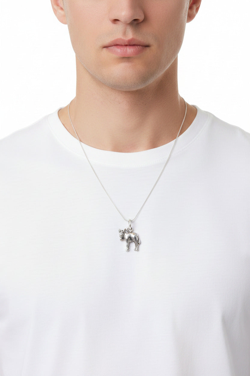 925 Sterling Silver Donkey Pendant
