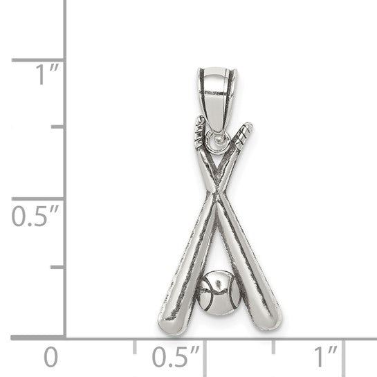 925 Sterling Silver Baseball Bat Pendant